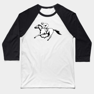 Horse Racing Black and White Retro Baseball T-Shirt